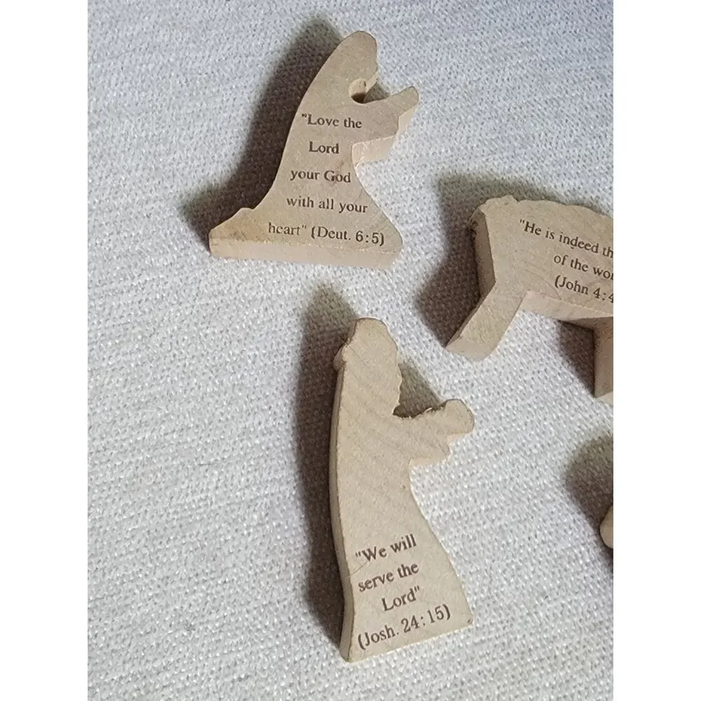 5 Piece Wooden Bethlehem Nativity Village with Bible Quotes